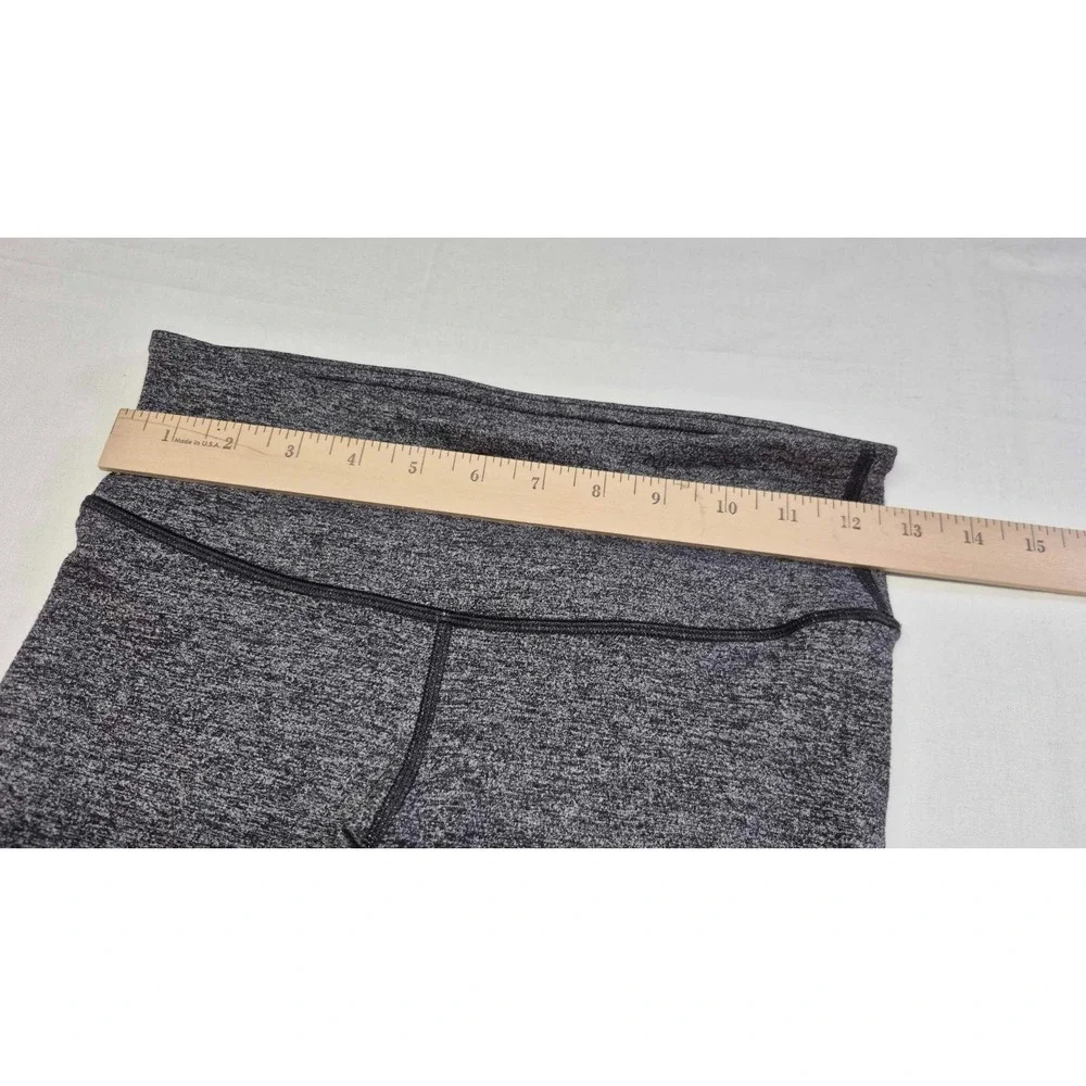 Lululemon Women black Heather Skinny Leg Pull-On Ankle Leggings Sz 4 yoga pants‎